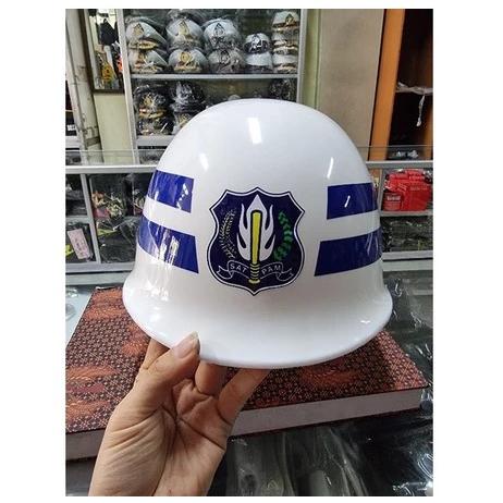 READY Helm Lapangan Satpam putih lis biru