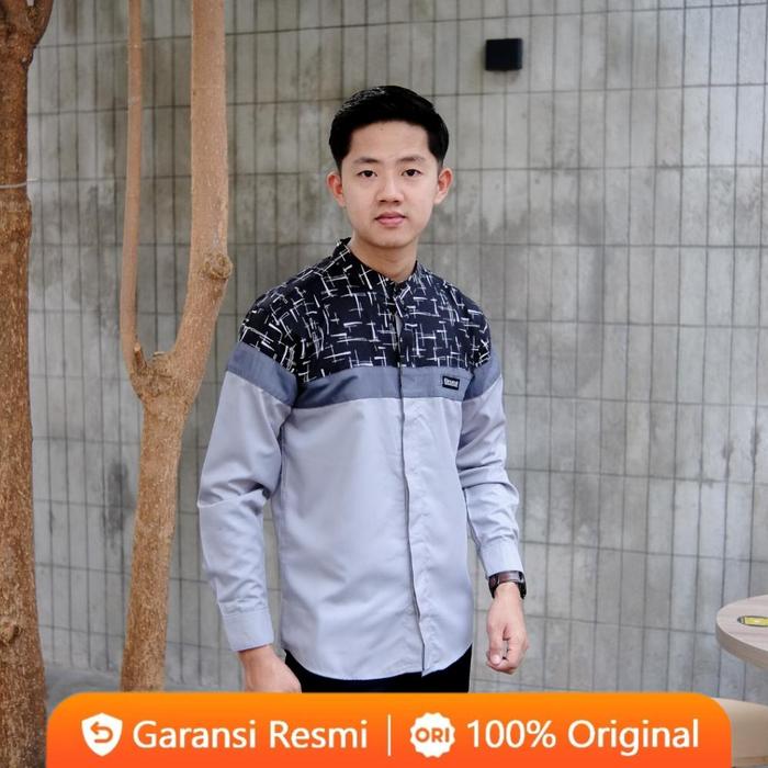 Promo Baju Koko El Rumi Lengan Panjang Pria Dewasa Kombinasi Batik Motif Senopati Terlaris Diskon