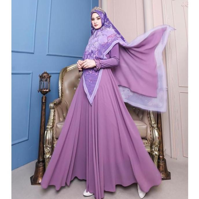 Savina Series Set Syari Muslim Motif Bunga Bahan Lembut Cantik | ZC Syar’i Mewah