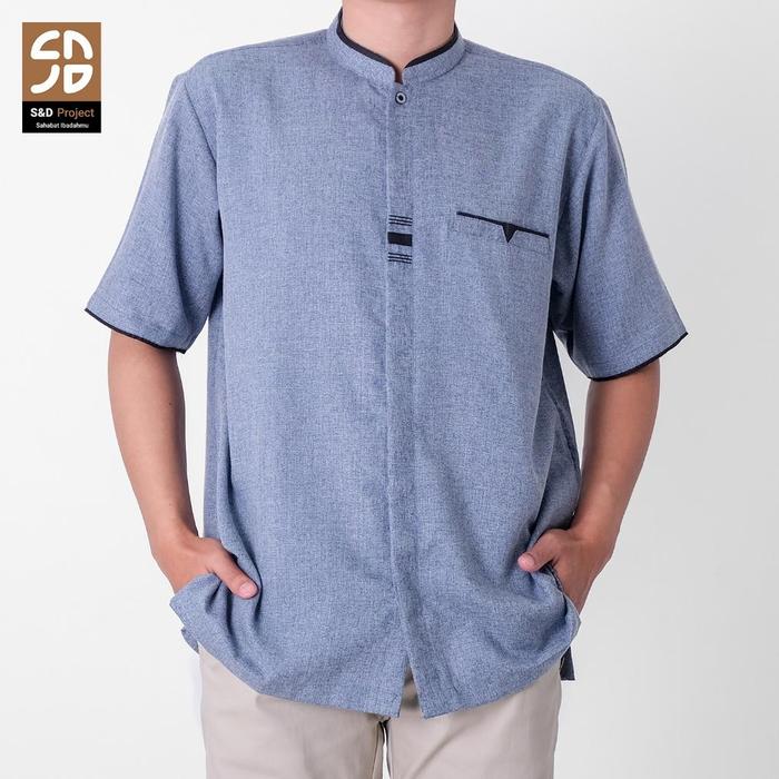 Diskon S&D Project Baju Koko Katun Madinah Polos Lengan Pendek Ukuran M L Xl 2Xl 3Xl 4Xl - Warna Nav