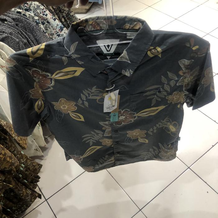 Kemeja pria vissla original wall flower eco short sleeve shirt blak
