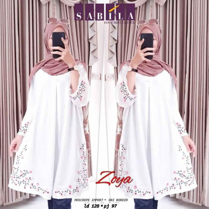 New Zoya Tunik Baju Atasan Wanita Putih Bordir Modis jumbo big size SALE!!!