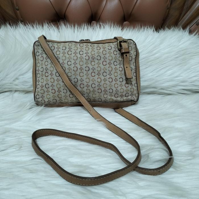 Ce'line Vintage Canvas mix Leather Sling Bag