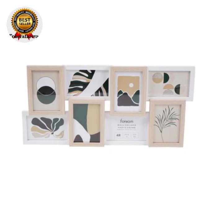 Bingkai Foto dinding 8 frame tipe uk 4R - Putih oak MDF