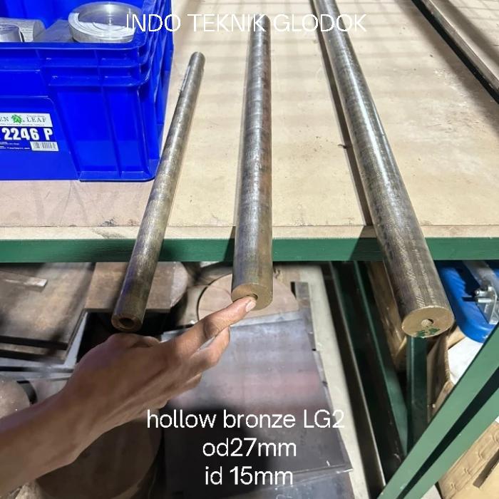 hollow bronze ukuran OD 27mm × id 14mm × panjang 1000mm