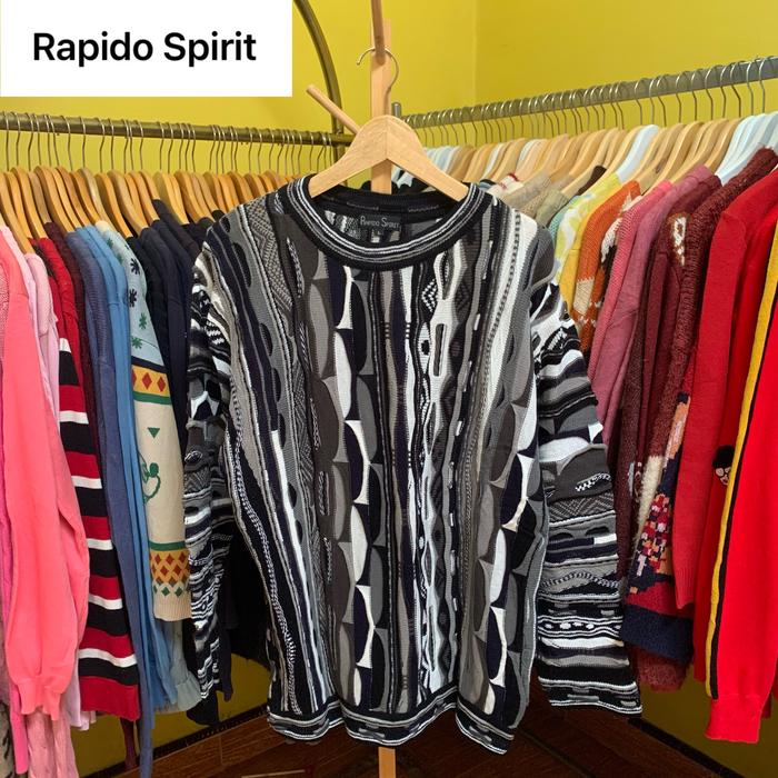 sweater rajut timbul vintage RARE brand RAPIDO SPIRIT ala COOGIE