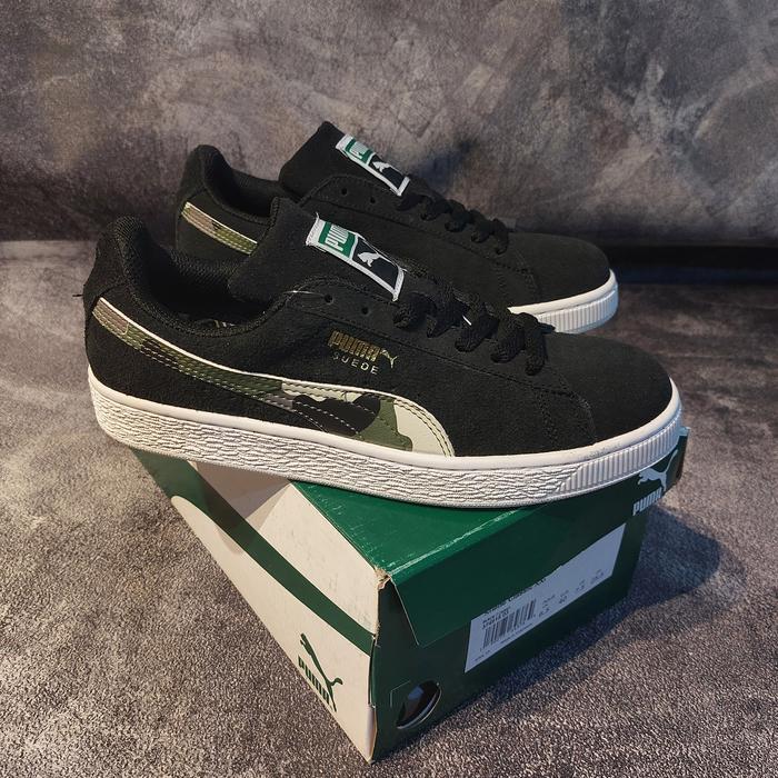 Puma Sepatu Suede Classic Black Camo Original Material BNIB Full Suede Upper Sol Karet Ukuran UK 6-1
