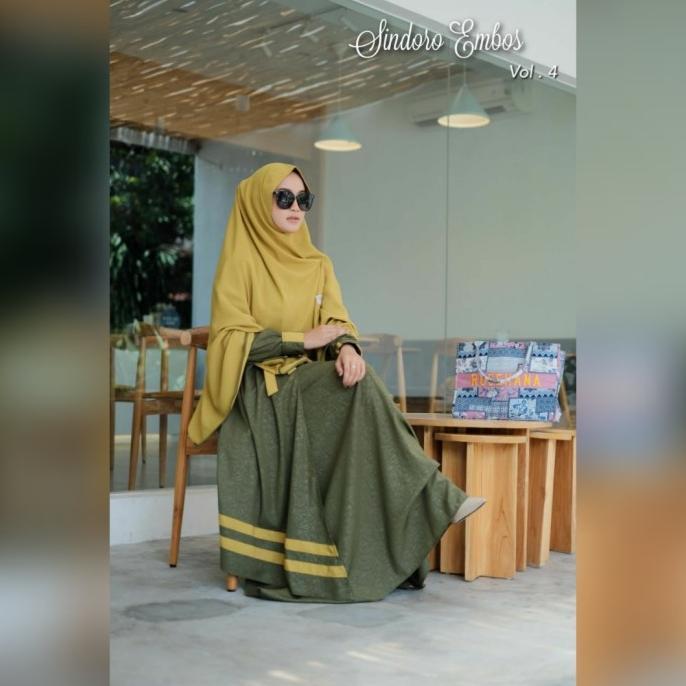 gamis syari set khimar sindoro embos ori rosehana hijab SALE!!!