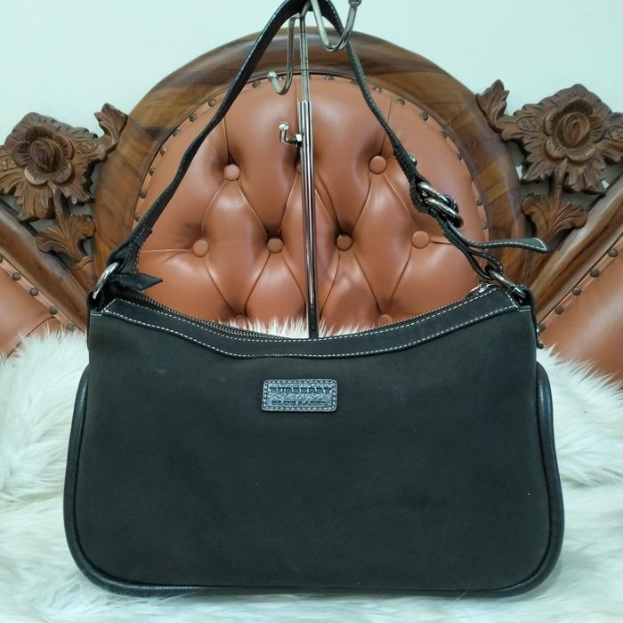 BurBurberry black canvas leather shoulder bag