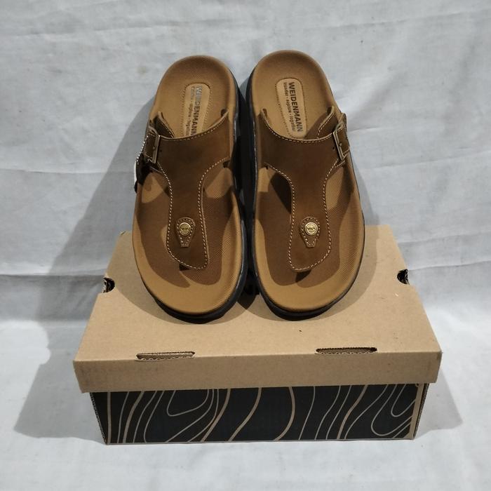 Sandal jepit kasual kulit pria Suede WEIDENMANN ORIGINAL BZ 801 CAMEL