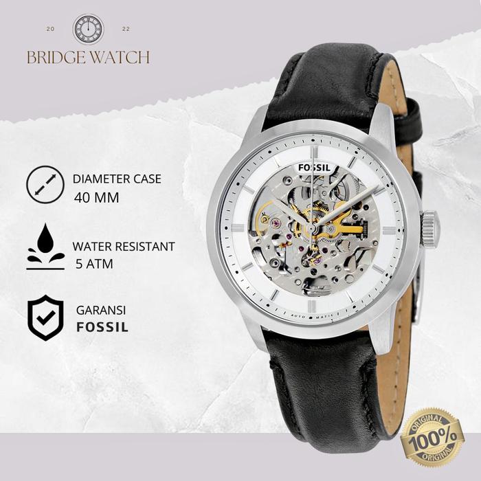 Jam Tangan Fossil Automatic Pria Townsman Kulit Black Casual Original ME3085