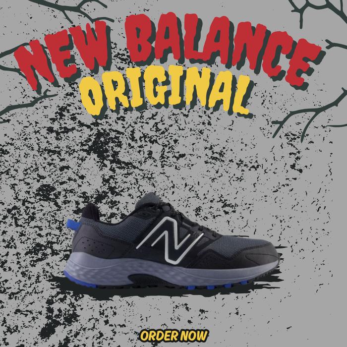Sepatu New Balance 410 Trail Running Black Blue Men's ( MT410CS8 ) Original
