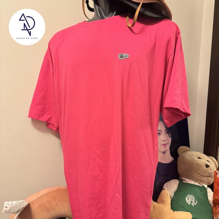 preloved but never used. [ADLV] Hoshi X Adlv Wappen Short Sleeve T-Shirt  Pink - Kaos Oversized-Fit 
