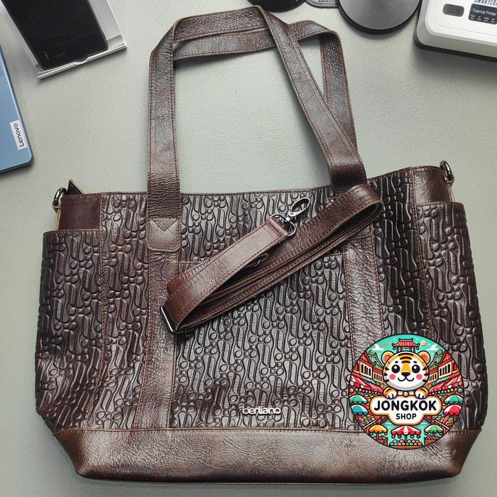 Tas Berliano Kulit Asli Hitam Coklat Motif Parang Tas Handbag