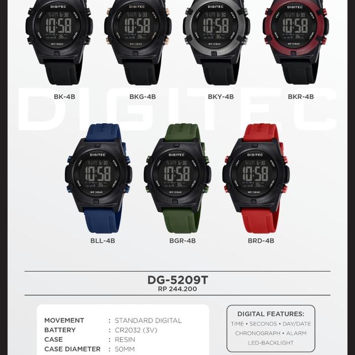 Jam Tangan Pria Digital Terbaru Merk Digitec 5209 Strap Rubber Original 100% Include Box & Garansi 1