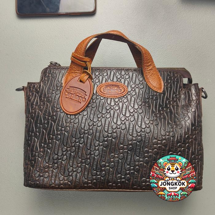 Tas Berliano Kulit Asli Hitam Coklat Motif Parang Tas Handbag