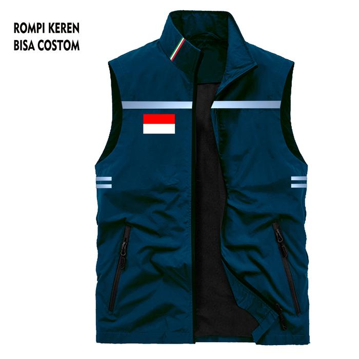 Rompi Outdoor Pria Logo Bendera Bahan Anti Air Bisa Custom Logo / Rompi Tactical Pria Bahan Adem / R