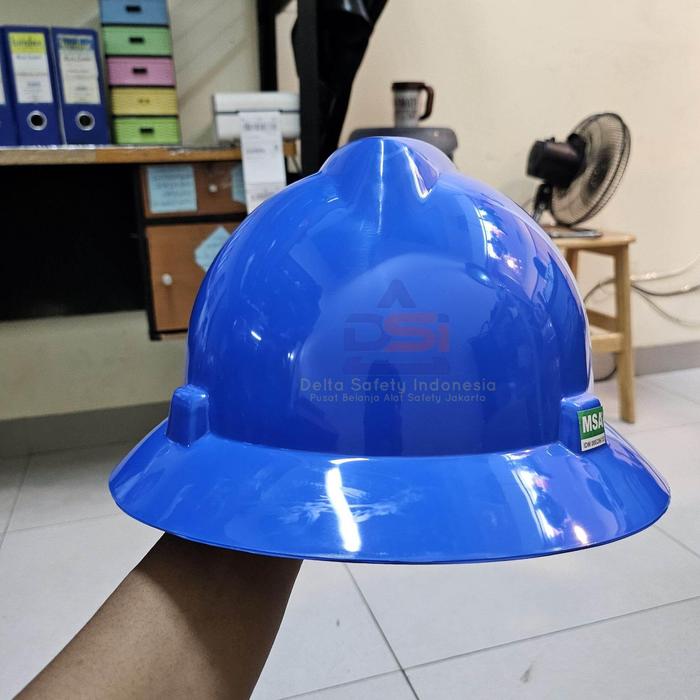 Helm MSA Fullbrim Biru Lokal Fastrack - Helm Safety Proyek Biru Fastrack