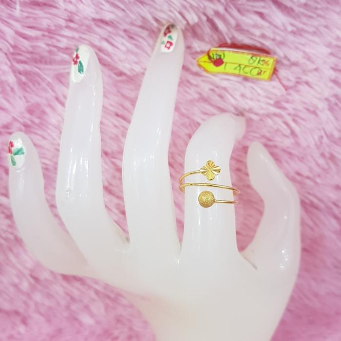 CC543DLM Cincin model spiral clover bola pasiran emas kuning asli 1.450gr ring 17 375% 8k