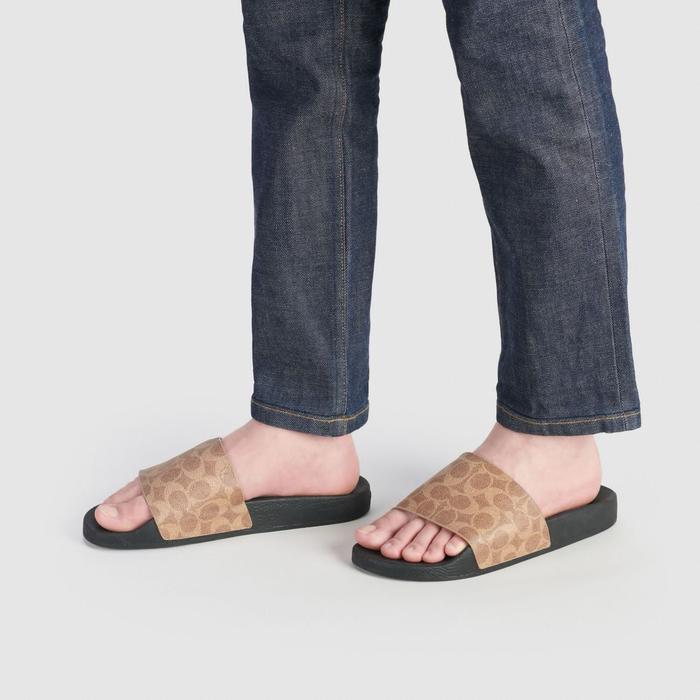 SANDAL SLIDES LEATHER ' COACH SIGNATURE ORIGINAL