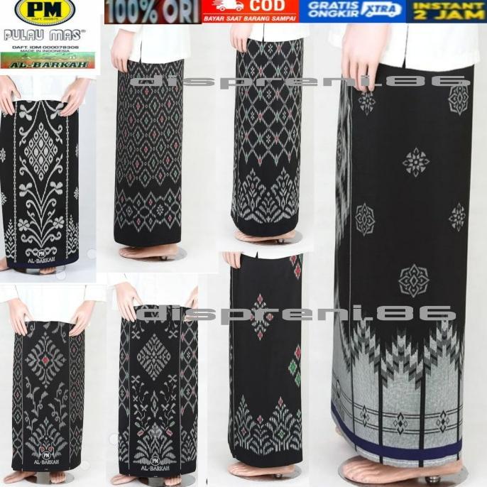 sarung pria polos hitam al barkah pulau mas jumbo original