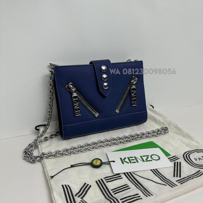Preloved Tas Kenzo Leather Crossbody Sling Bag Hand Bag WOC Wallet Original Authentic