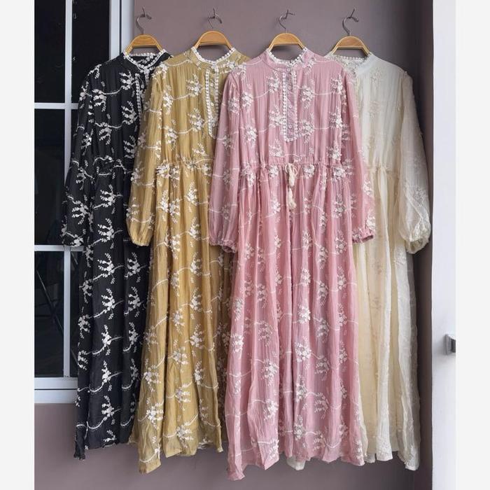 Zahra dress, dress vns lafreya, dress goldy, Dress Maxi, gamis bangkok, gamis putih, white maxi, dre