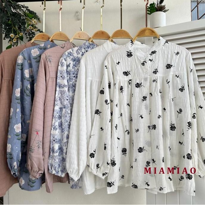 Blouse Crinkle Motif Bunga | Jisoo Blouse Crinkle