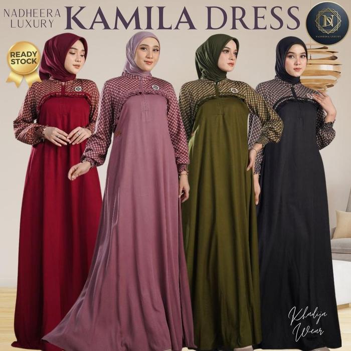 KAMILA DRESS Nadheera Luxury GAMIS NADHERA KAMILA TERBARU MOTIF RAYON 2025 SP CAMILLA