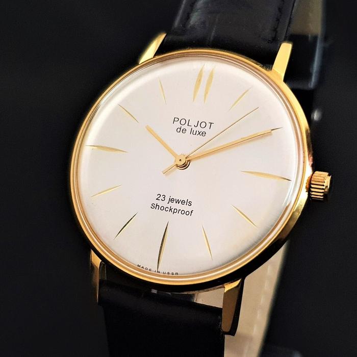 Jam Tangan Vintage Watch USSR Poljot De LUXE Ultra SLIM 23 Jewels Soviet Wristwatch 2209