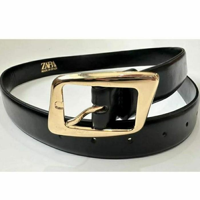 leather belt (sabuk kulit Zara) new original Hitam wanita dewasa