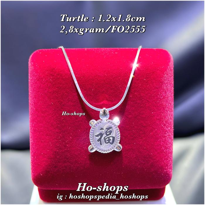 Liontin Kura-Kura / Turtle Mas Putih Kadar 750 Asli Emas