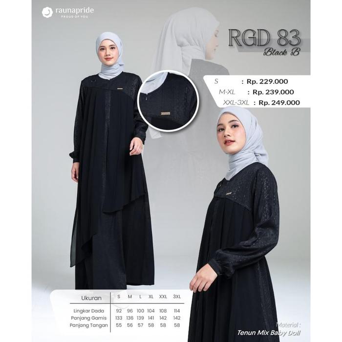 [RGD 83] GAMIS RAUNA TERBARU RGD 83 HITAM || BLACK DRESS || GAMIS HITAM || GAMIS LEBARAN/NGAJI/KONDA