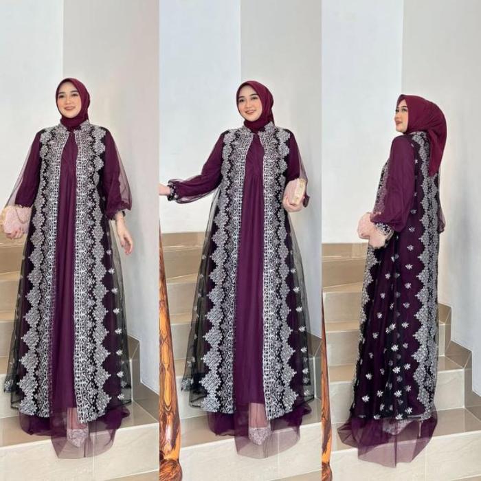 Naflah Gamis/Baju Kondangan/Gamis Kondangan/Gamis Lebaran/Baju Lebaran/Gamis Pesta/Gamis Viral/Gamis