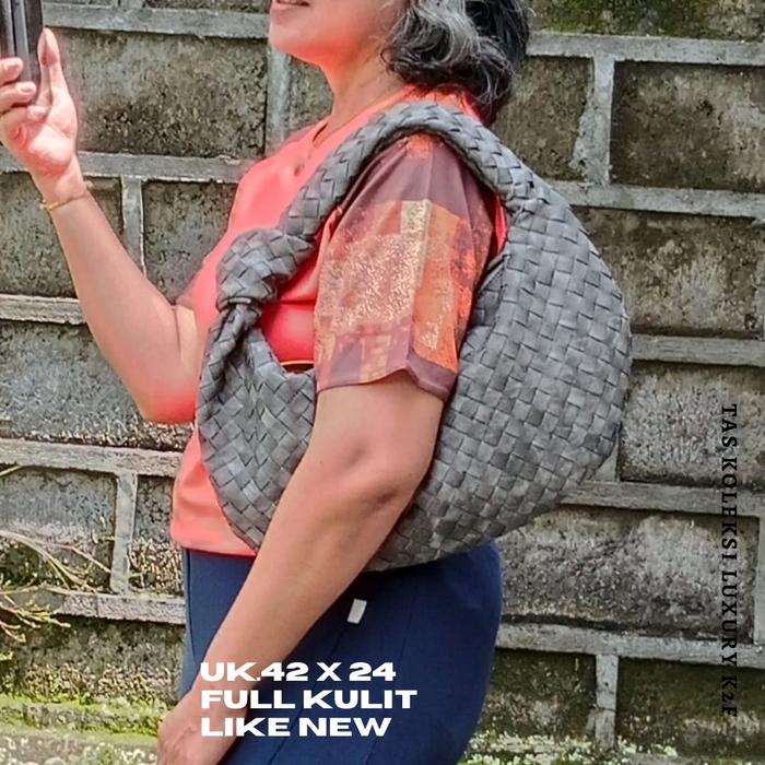 Tas wanita preloved branded BottegaVen*, ZiperRiri kulit asli limited edition