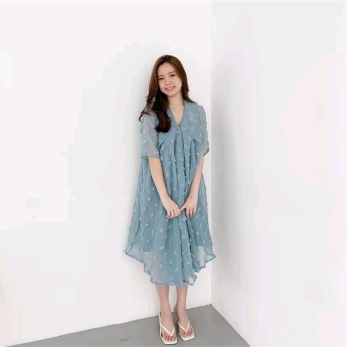 Mora Dress Free Inner Dress Brukat Baju Lebaran Idul Fitri Dress Kondangan Korean Dress Lengan Panja