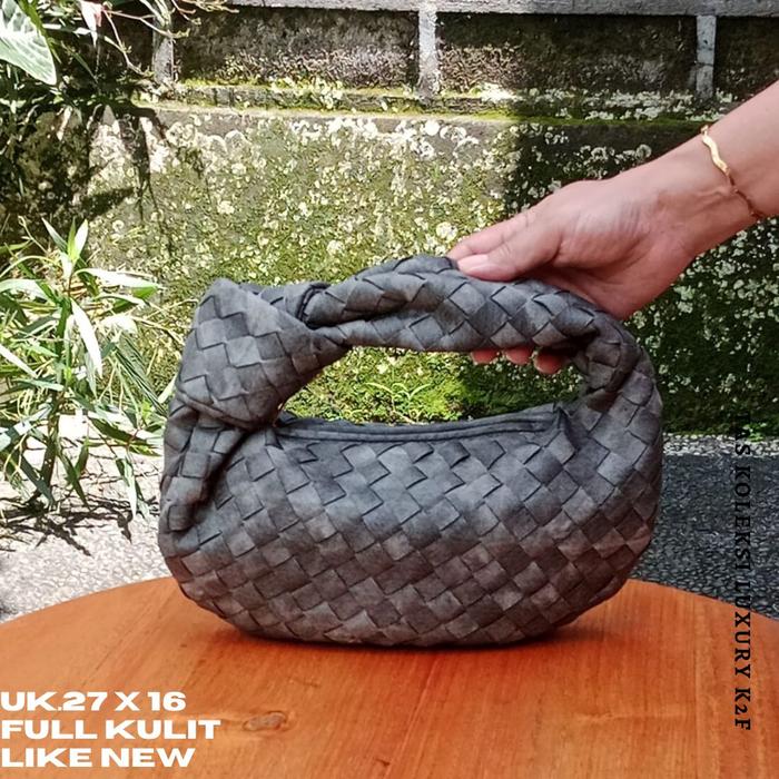 Tas wanita preloved branded BottegaVen*, ziperRiri kulit asli mini bag limited edition