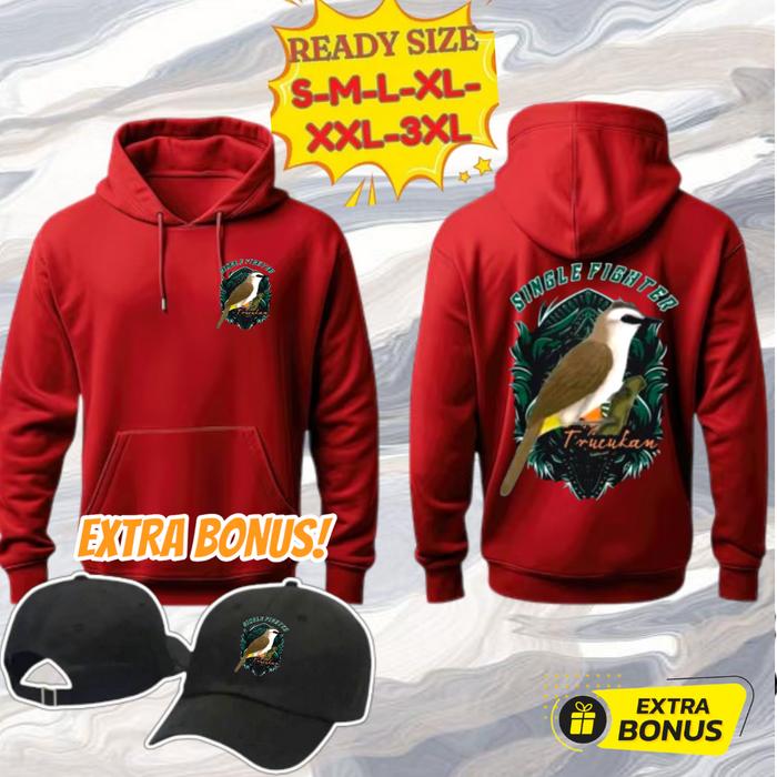 HOODIE JUMPER PRIA SINGLE FIGHTER TRUCUKAN DESAIN KEREN KECE SIMPEL TRENDY BAHAN KATUN FLEECE BONUS