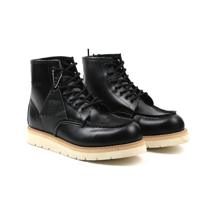 Mancow Origins Moc Toe Boots Black Sepatu Formal Pria Wanita Original Kulit Asli