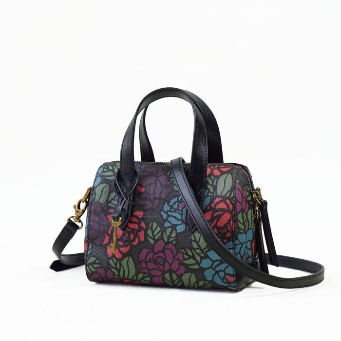 tas wanita fossil sydney mini satchel dark floral bp