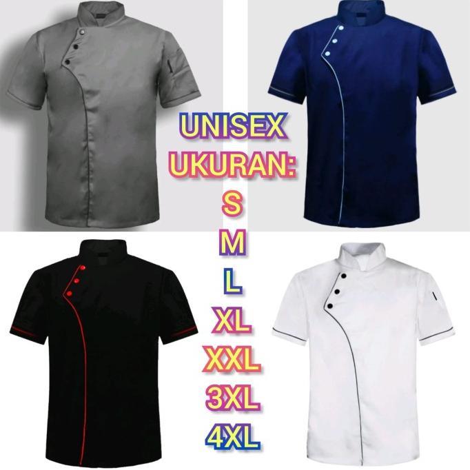 BAJU ATASAN SERAGAM KOKI JURU MASAK DAPUR COWOK CEWEK JUMBO 2XL 3XL 4XL 2L 3L 4L KEMEJA CHEF JACKET 
