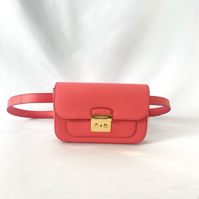 tas wanita mk sloan editor small flap belt bag tea rose vj