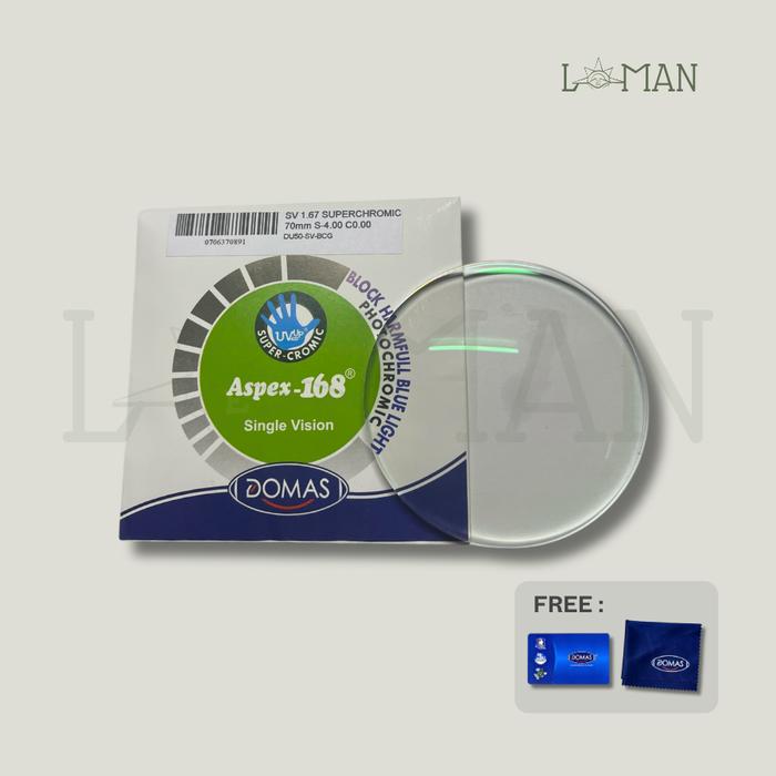 Lensa Kacamata Single Vision 1.67 Superchromic DOMAS
