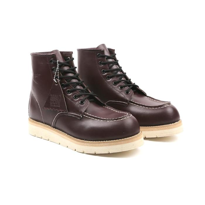 Mancow Origins Moc Toe Boots Maroon Sepatu Formal Pria Wanita Original Kulit Asli