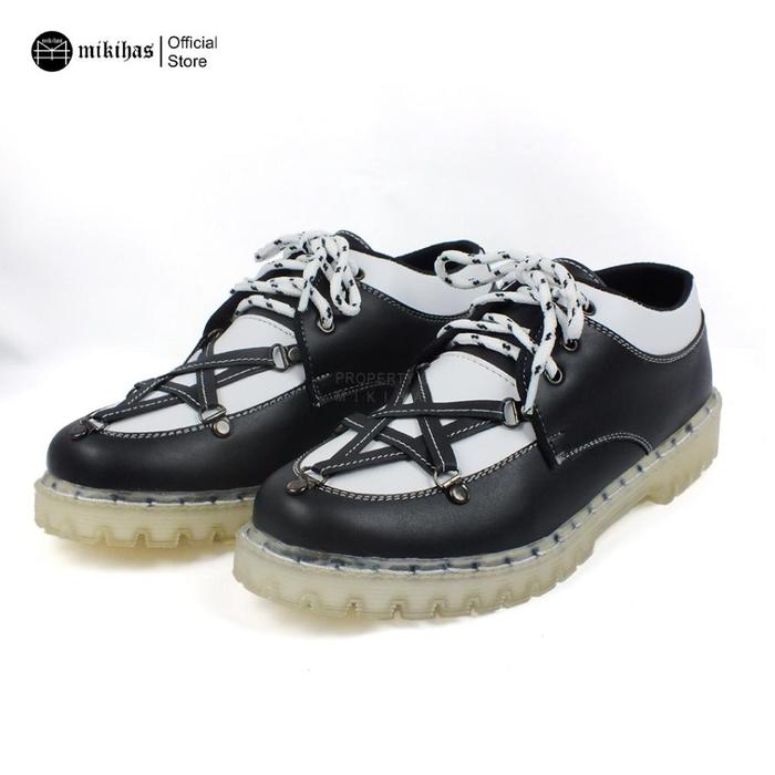 Mikihas - Scorpion Star Sepatu Formal 3 Hole Boots Black Kulit Pria R12