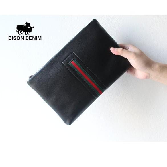 New Bison Denim-Dompet Clutch / Hand Bag Pria Kulit Sapi Asli / Genuine Leather (N8280-1B) Terlaris
