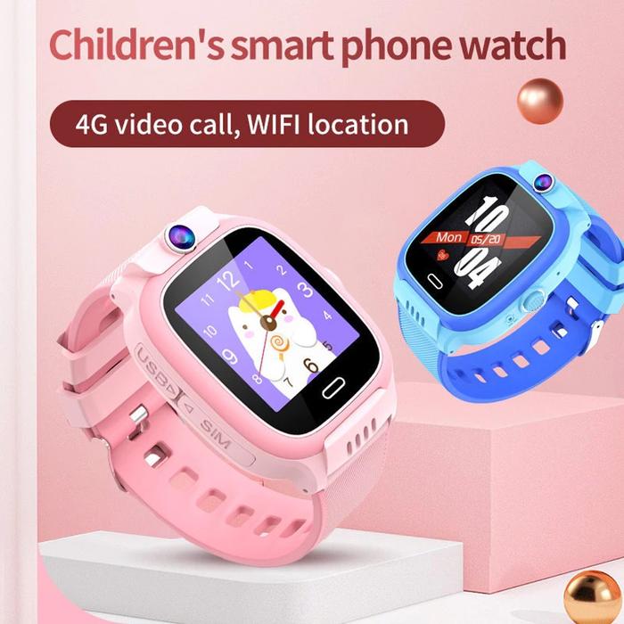 Anti Air Jam tangan anak 4G Video call telepon - anak Gps Digital Smartwatch anak Waterproof Kids Sm