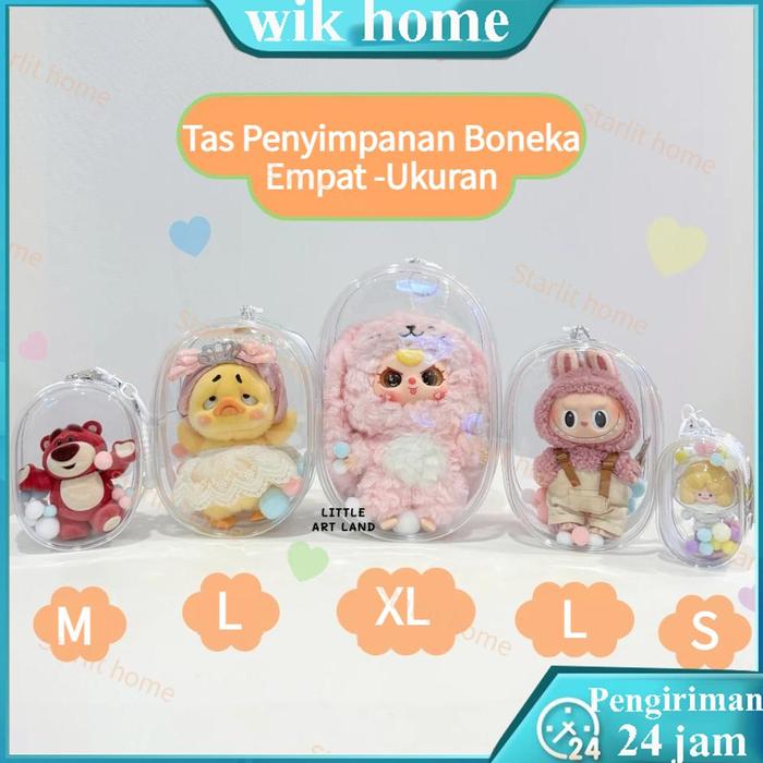 10cm-23cm Tas penyimpanan transparan Tas labubu PVC Tersedia pouch Teddy Lulu The PIGGY pouch transp