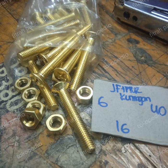 baut mur canvas rem kuningan perseng  jf 6mm x 40mm