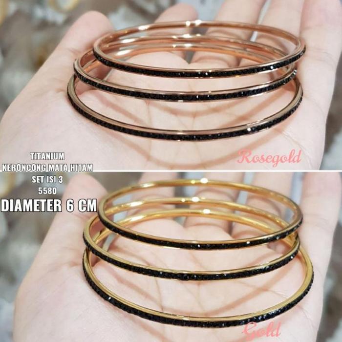 Gelang Keroncong Permata hitam Titanium